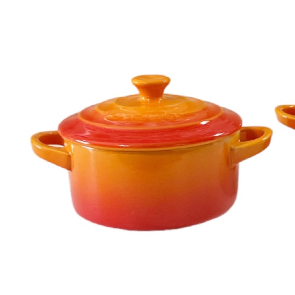 NEW HTF Le Creuset FLAME Mini Cocotte Set/2 - Picture 2 of 7